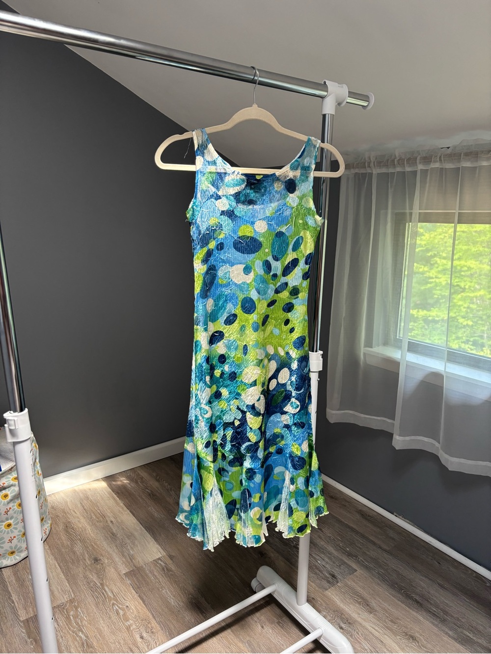 Komarov Blue & Green Abstract Print Midi Dress